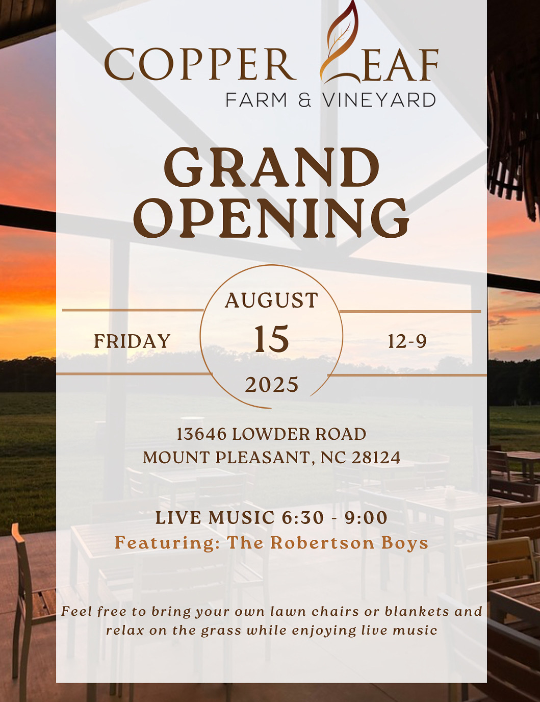 Copper Leaf Grand Opening flyer