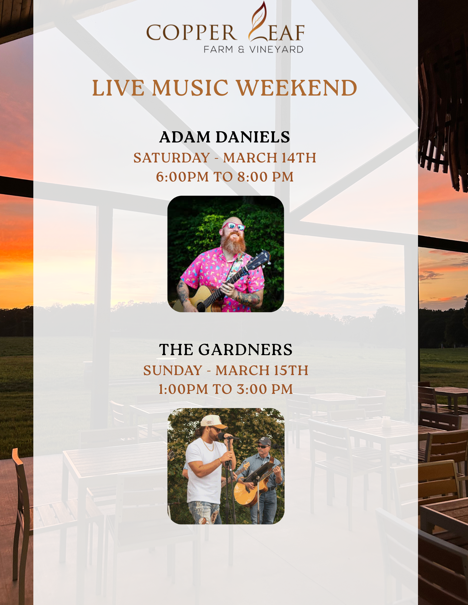 Copper Leaf Live Music Weekend flyer